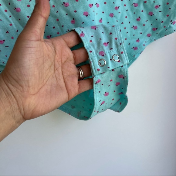 NWT Wild Fable Strap Bodysuit in Aqua Blue Floral Size S - Picture 13 of 17